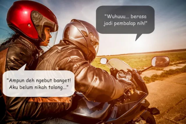 6 Perbandingan Pikiran Cowok dan Cewek Kalau Lagi Naik Motor Bareng 12