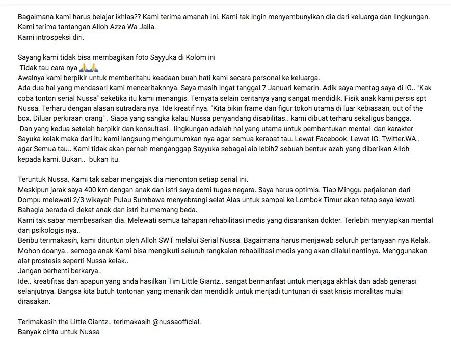Kisah Baby Sayyuka, Tokoh Nussa di Dunia Nyata yang Bikin Episode