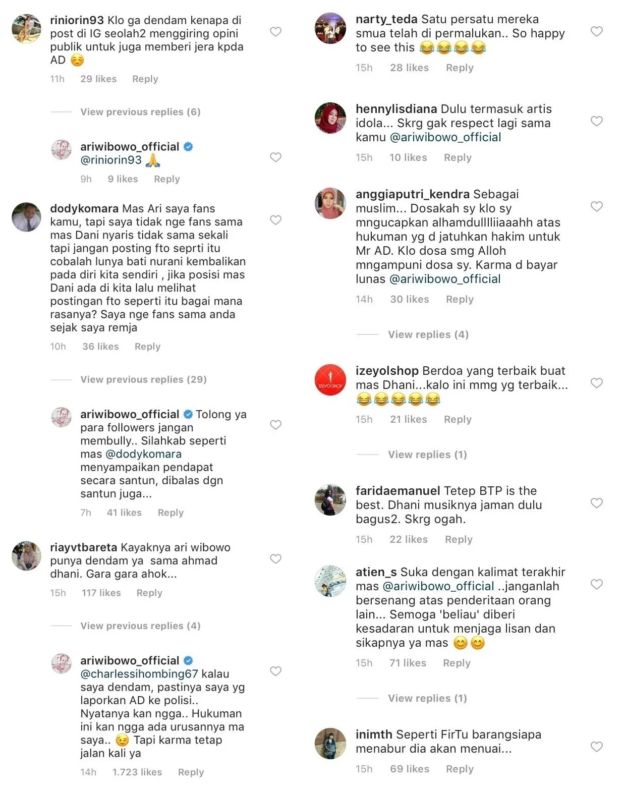 Ari Wibowo Unggah Foto Karangan Bunga yang Katanya