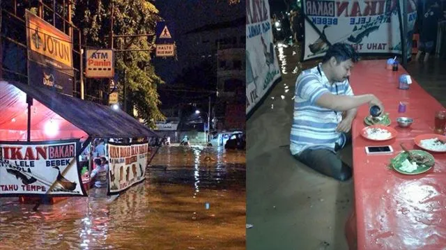 15 Potret Santainya Orang Indonesia Saat Hadapi Banjir. Yang Penting Harus Selalu Bersyukur sih, Yha~ 22