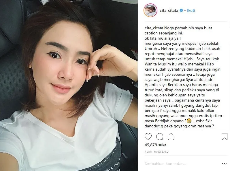 Lepas Hijab Setelah Umroh, Begini Penjelasan Cita Citata Buat Warganet 4