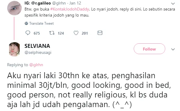 Inginkan Calon Suami Bergaji 30 Juta/Bulan, Cewek ini Dinyinyirin. Kriteria Pasangan itu Bebas, kan? 4