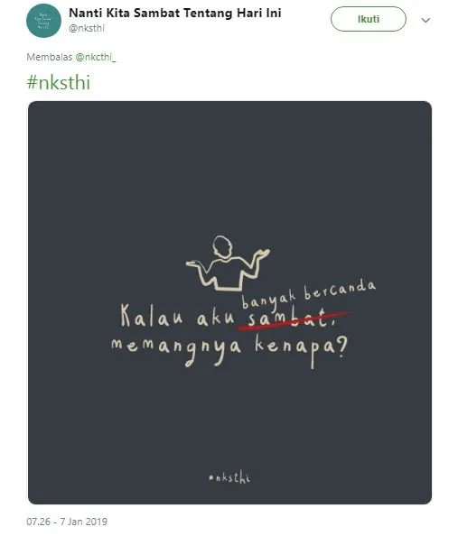 Balasan Akun @NKSTHI pada @NKCTHI Ini Ibarat Cewek yang Punya Cowok Cuek. Duh Gemesh Liatnya~ 16