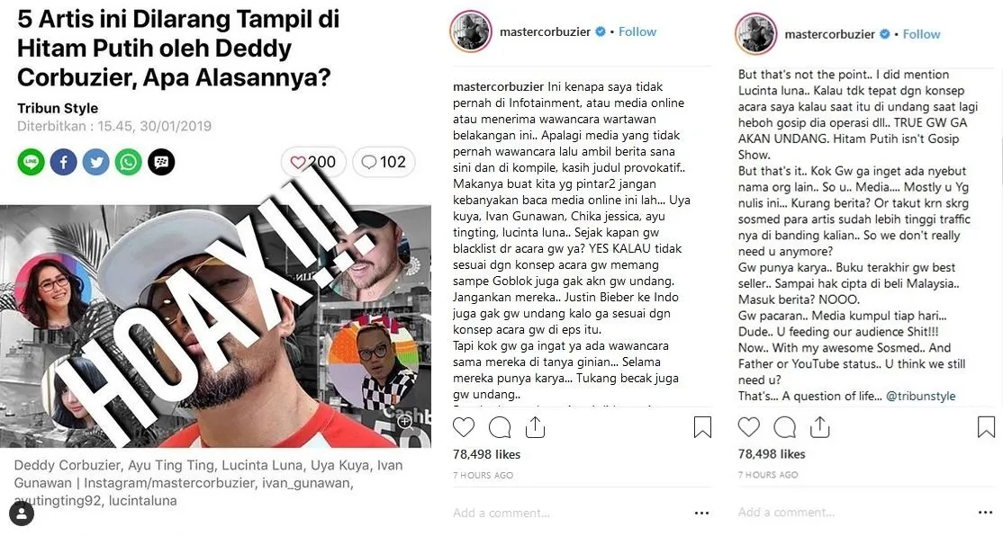 Terkait Larangan Sejumlah Artis yang Katanya Dilarang Datang ke 'Hitam Putih', Ini Penjelasan Deddy Corbuzier 3