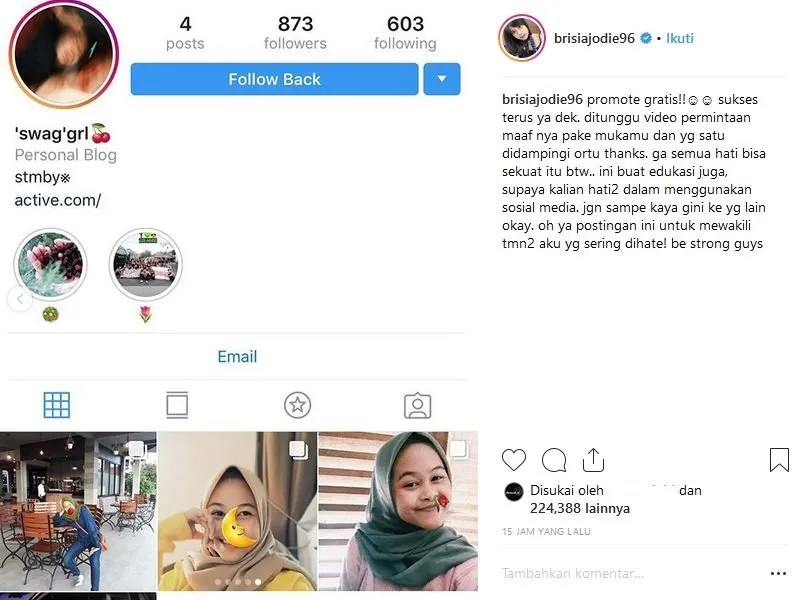 Brisia Jodie Kena Bully, Pelaku Minta Maaf Lewat Video Sambil Ketakutan. Super Pedas Kata-katanya! 4