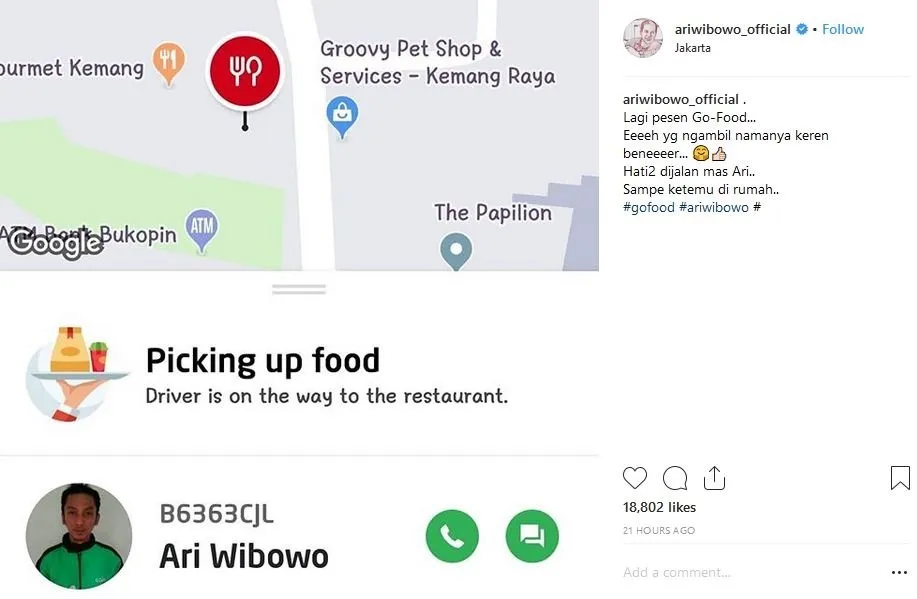 Pesan Makan Lewat Aplikasi Ojol, Ari Wibowo Ketemu Sosok Tak Terduga. Kocak! 4
