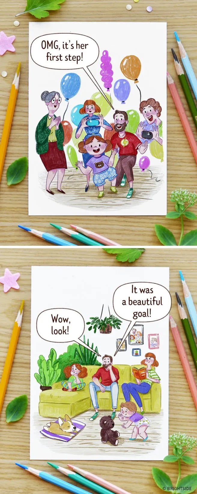 10 Ilustrasi Jujur nan Kocak Bedanya Anak Pertama dan Kedua. Sama-sama Bahagia, yang Beda Level Lebaynya 14