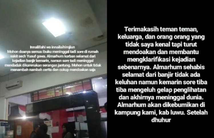 Nenek Terjebak Banjir Gowa yang Fotonya Viral, Dikabarkan Meninggal Dunia. Begini Keterangan Anaknya 8