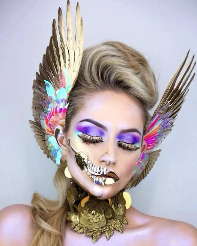 Menjuluki Diri 'The Skulltress', Cewek Ini Viral karena 11+ Potret Kreasi Face Painting Tengkoraknya yang Fantastis 23