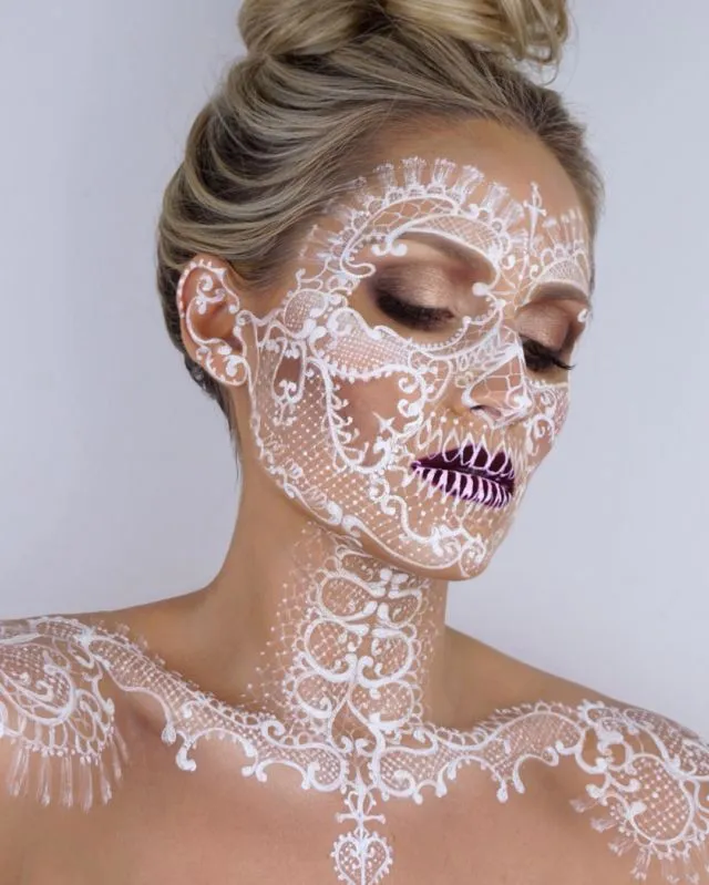 Menjuluki Diri 'The Skulltress', Cewek Ini Viral karena 11+ Potret Kreasi Face Painting Tengkoraknya yang Fantastis 22