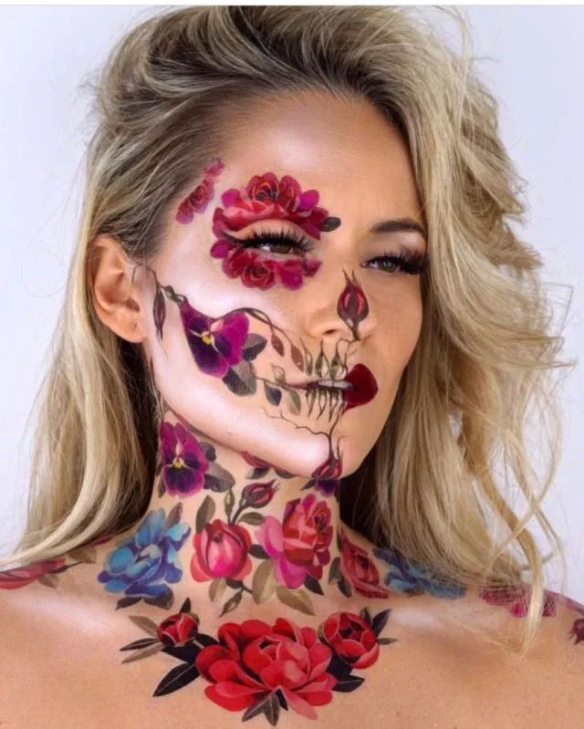 Menjuluki Diri 'The Skulltress', Cewek Ini Viral karena 11+ Potret Kreasi Face Painting Tengkoraknya yang Fantastis 21