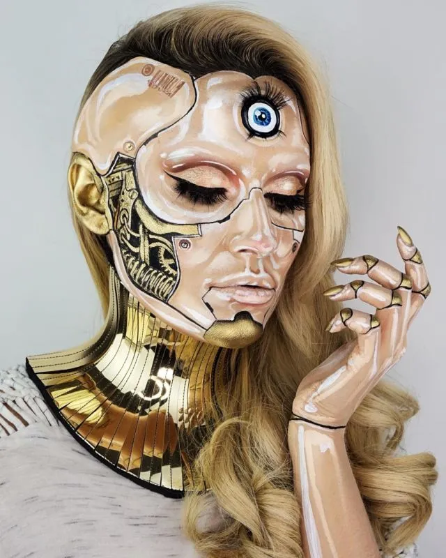 Menjuluki Diri 'The Skulltress', Cewek Ini Viral karena 11+ Potret Kreasi Face Painting Tengkoraknya yang Fantastis 14