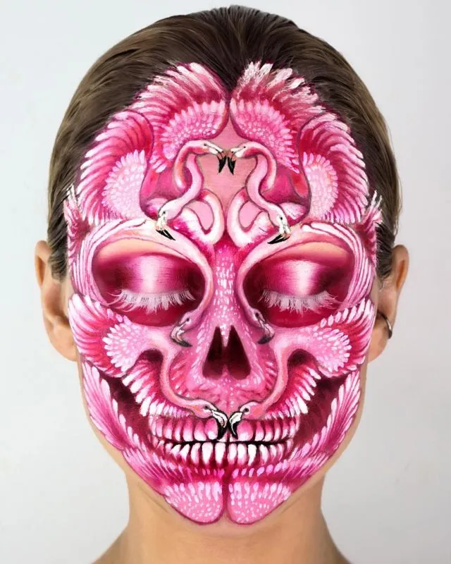 Menjuluki Diri 'The Skulltress', Cewek Ini Viral karena 11+ Potret Kreasi Face Painting Tengkoraknya yang Fantastis 13