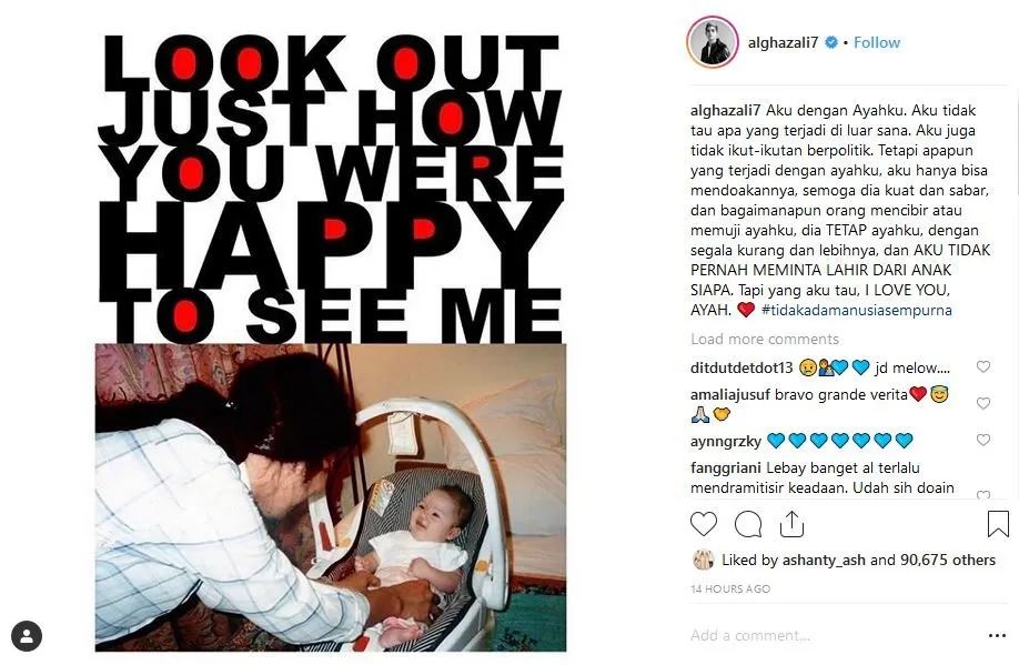 Bikin Mewek, Akhirnya Al Ghazali Tunjukkan Support Untuk Ahmad Dhani. Caption-nya Bikin Kangen Ayah! 3