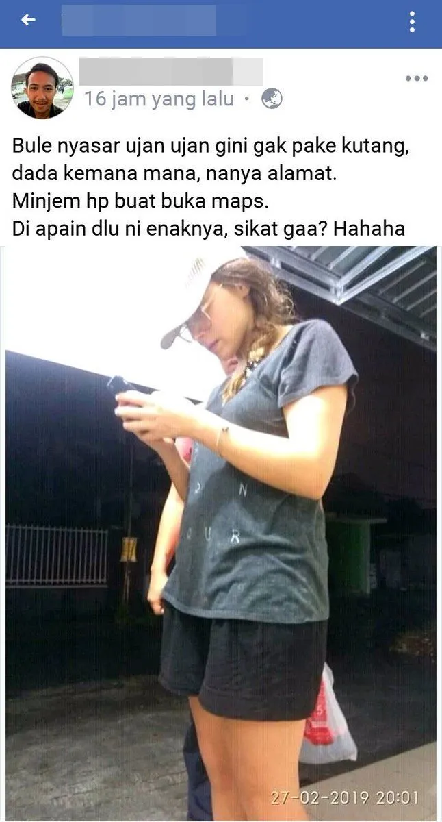 Lihat Cewek Bule 'Bening' Dikit, Warganet ini Update Status dengan Nada Melecehkan. Dipikir Lucu?! 4