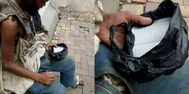 Potret Viral Tunawisma Baca Quran ini Gugah Jiwa Warganet. Makanya Jangan Nilai Orang dari Luarnya 3