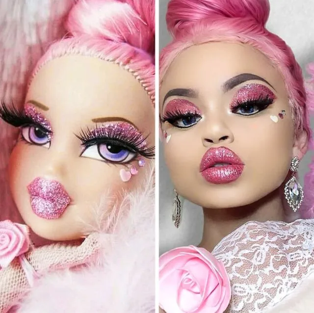 Boneka VS Manusia, Viralnya #BratzChallenge Ini Bikin Kamu Takjub Sama Kekuatan Make-up Mengubah Muka! 31