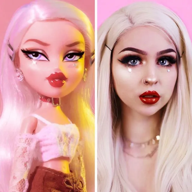 Boneka VS Manusia, Viralnya #BratzChallenge Ini Bikin Kamu Takjub Sama Kekuatan Make-up Mengubah Muka! 29