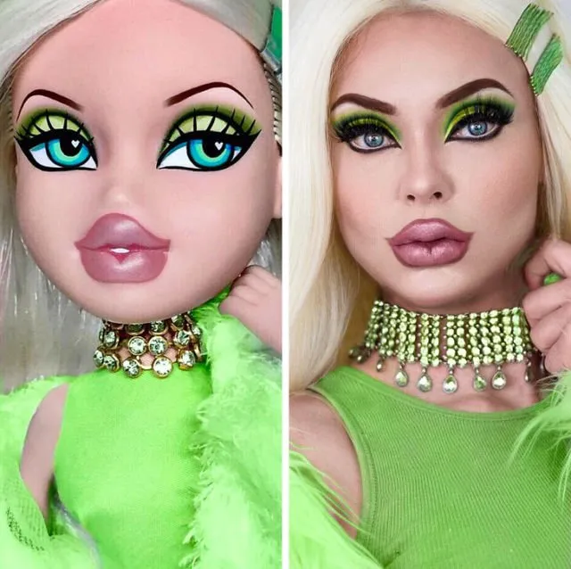 Boneka VS Manusia, Viralnya #BratzChallenge Ini Bikin Kamu Takjub Sama Kekuatan Make-up Mengubah Muka! 28