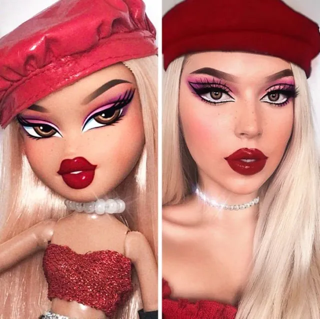 Boneka VS Manusia, Viralnya #BratzChallenge Ini Bikin Kamu Takjub Sama Kekuatan Make-up Mengubah Muka! 26