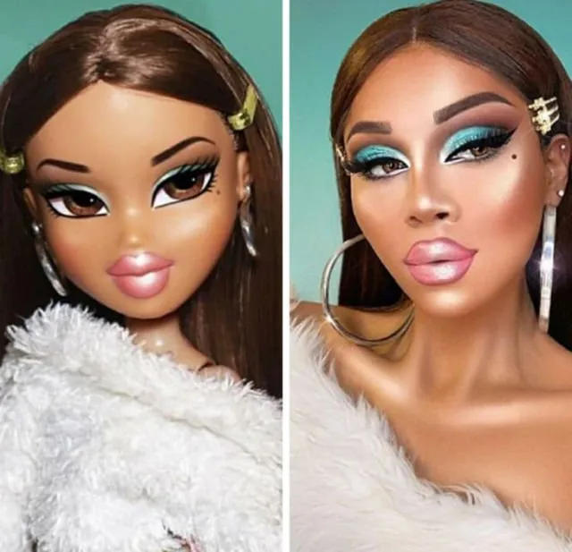 Boneka VS Manusia, Viralnya #BratzChallenge Ini Bikin Kamu Takjub Sama Kekuatan Make-up Mengubah Muka! 25