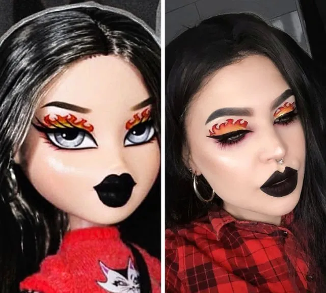 Boneka VS Manusia, Viralnya #BratzChallenge Ini Bikin Kamu Takjub Sama Kekuatan Make-up Mengubah Muka! 24