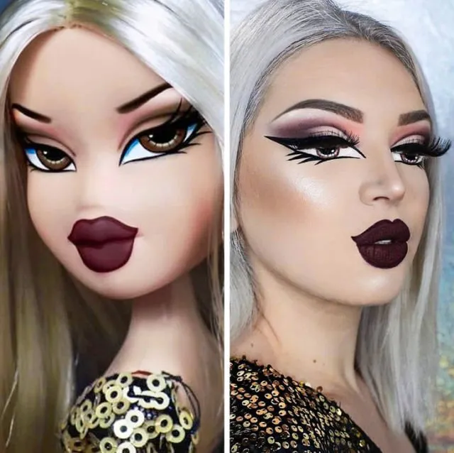 Boneka VS Manusia, Viralnya #BratzChallenge Ini Bikin Kamu Takjub Sama Kekuatan Make-up Mengubah Muka! 22