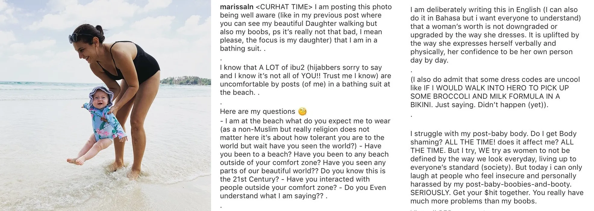 Kesal Dinyinyirin Karena Pakai Bikini, Marissa Nasution Malah ke Pantai Pakai Baju Ini. Lucu dan Cerdas! 3