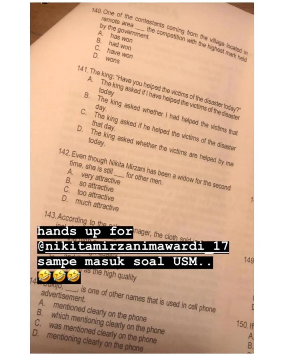 Nama Nikita Mirzani Muncul di Soal Seleksi Ujian Masuk, Warganet Malah Fokus ke Perkaranya 3
