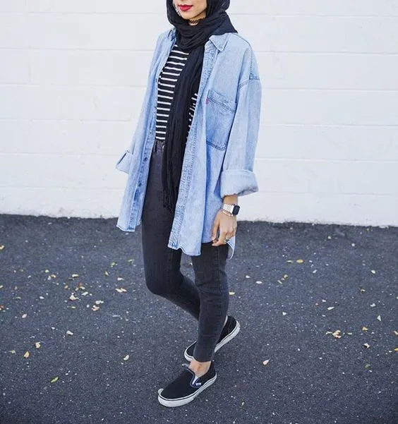 10 Ide Padu Padan Busana Santai Berbahan Chambray 15
