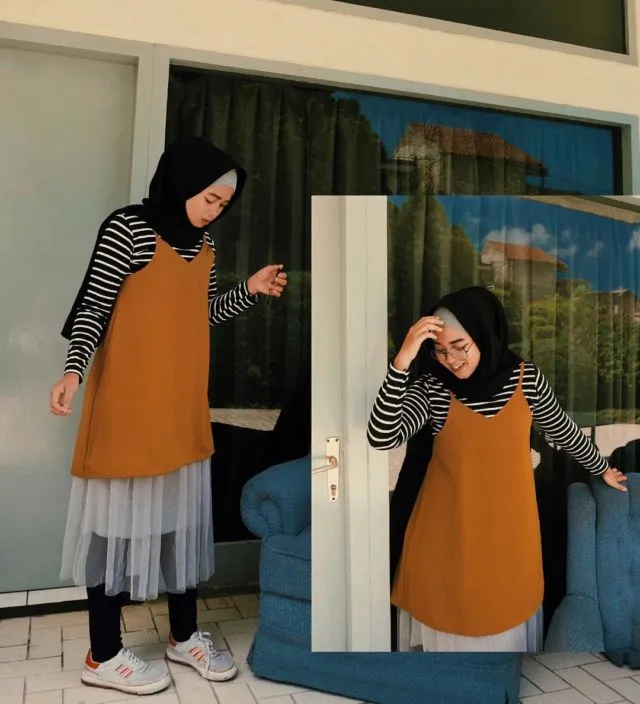 10 Ide Padu Padan Baju Garis-garis ala Hijabers. Manis! 18