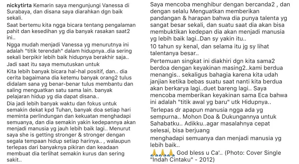 Selama Ini Dibilang Menderita di Penjara, Nicky Tirta Justru Ceritakan Sisi Positif Vanessa di Sana 3
