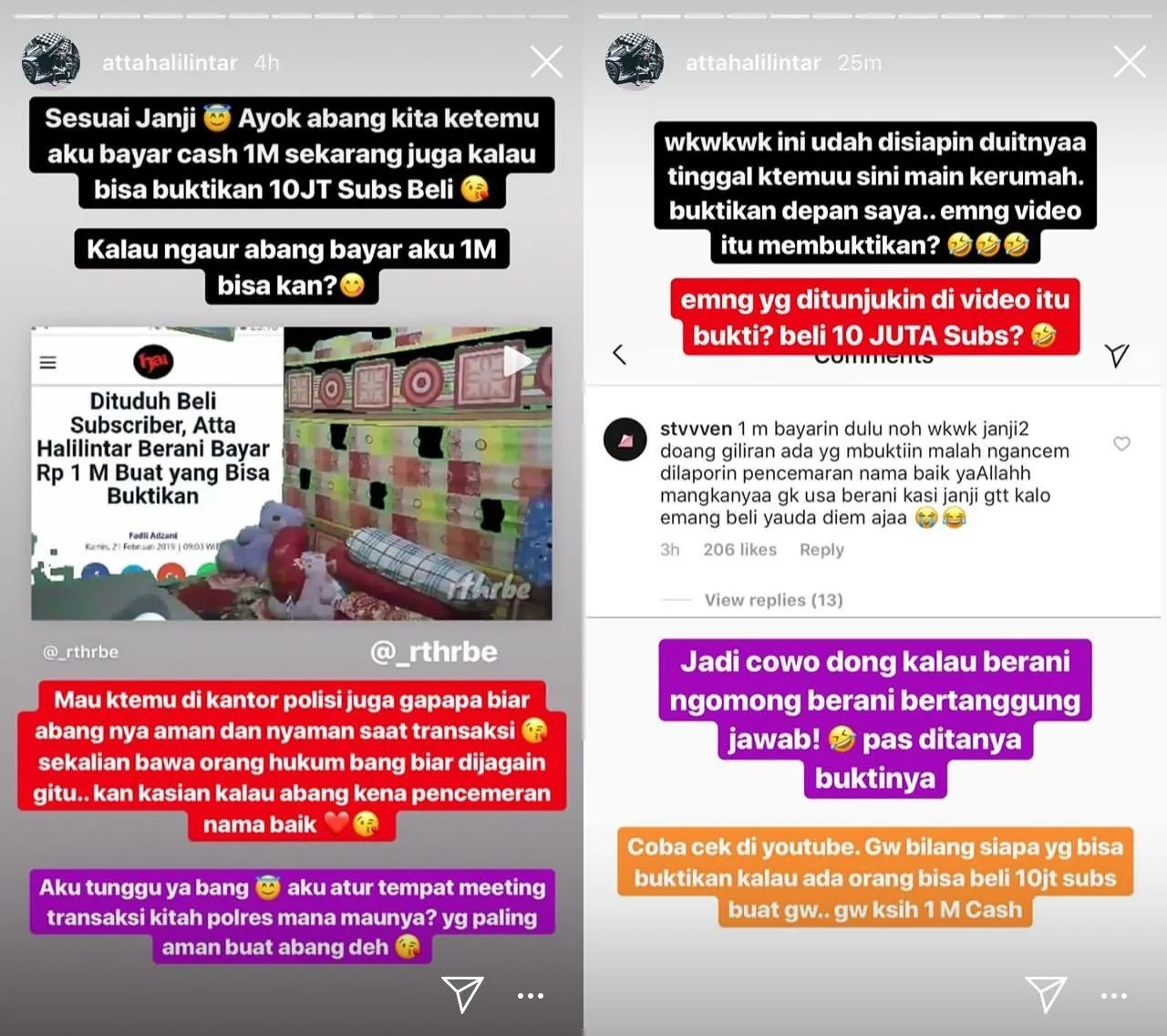 Muncul 'Bukti' Kalau Atta Halilintar Beli Subscribers, Ia Siap Kasih 1 Miliar di Kantor Polisi 2
