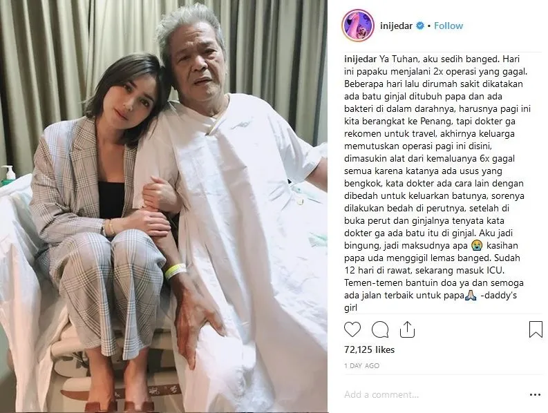 Ayah Jedar Sakit dan 2 Kali Gagal Operasi, Artis Cantik Ini Sesalkan Diagnosis Rumah Sakit 3