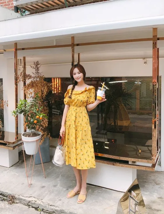 12 OOTD Dress Korean Style Flora, Bisa untuk Hijab 19