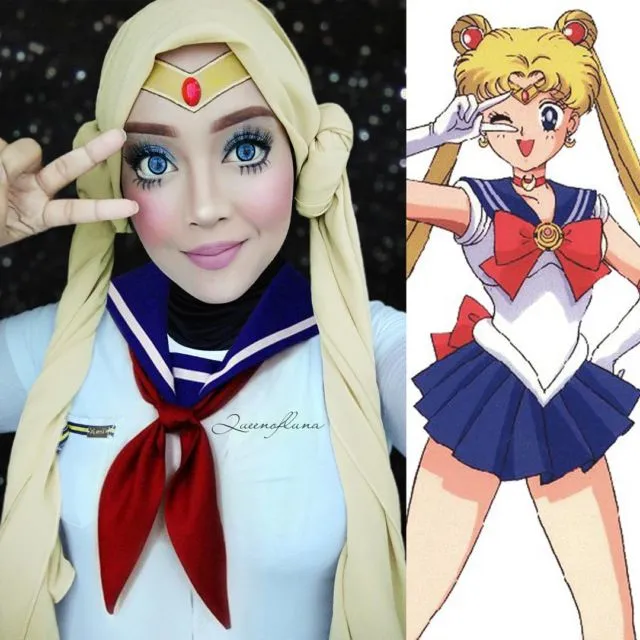 10 Potret Hijab Cosplay Animasi ala @queenofluna yang Kecenya Kebangetan. Kok Bisa Mirip Gitu Sih? 19