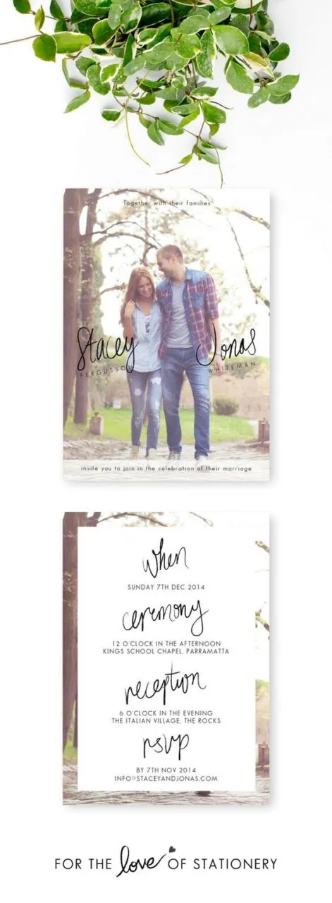 12 Ide Desain Undangan Plus Foto yang Bersahaja. Demi Foto Pre-Wedding Cantikmu Nggak Tersia-sia 23