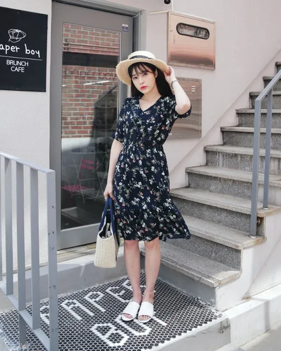 12 OOTD Dress Korean Style Flora, Bisa untuk Hijab 15