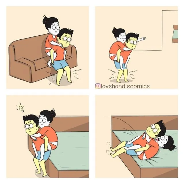9 Ilustrasi Komik Gemas ala Pasangan Baru Menikah. Lucu-lucu Romantis Gimana Gitu~ 17