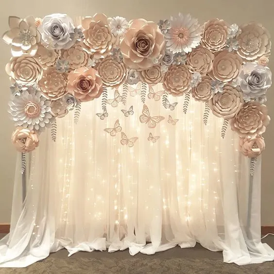 12 Inspirasi Paper Flower untuk Latar Dekorasi Acara Lamaranmu. Cantik Elegan, Bisa Dibikin Sendiri 24