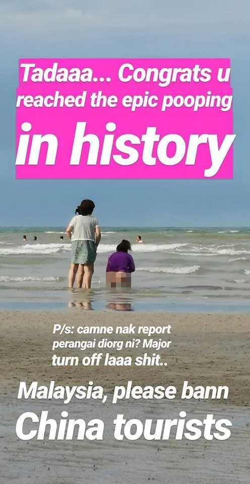 Turis China Terekam Kamera Sedang Buang Air Besar di Pantai. Ih Kok Jorok Banget Sih? 6
