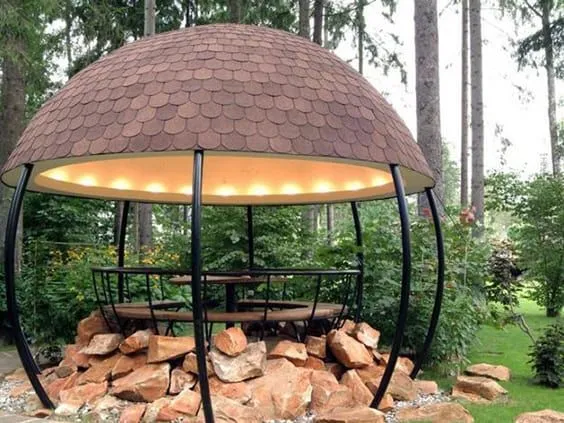 15+ Desain Gazebo Sederhana untuk Leyeh-Leyeh Cantik di Halaman Rumah. Kayak di Kafe-Kafe! 21