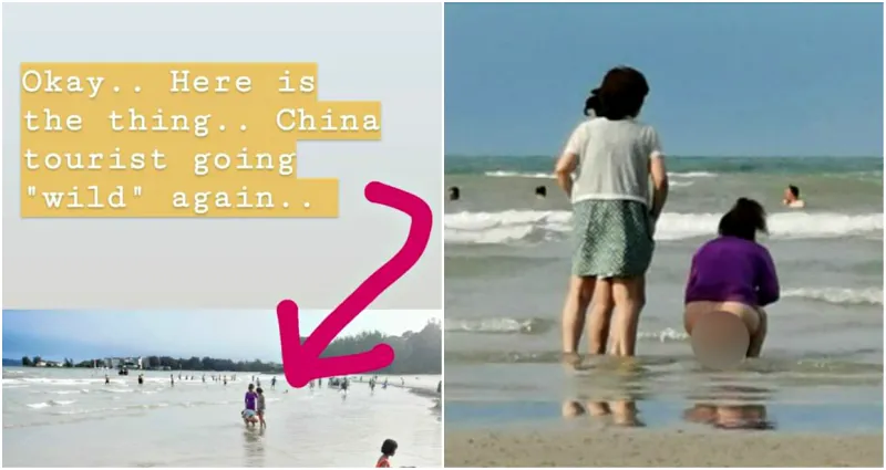 Turis China Terekam Kamera Sedang Buang Air Besar di Pantai. Ih Kok Jorok Banget Sih?