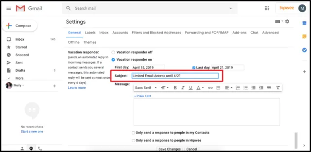 Tutorial Membuat Balasan Otomatis di Gmail Saat Lagi Cuti Kerja. Biar Total Liburannya~ 12