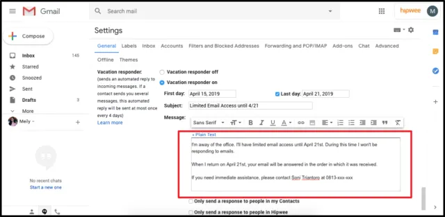 Tutorial Membuat Balasan Otomatis di Gmail Saat Lagi Cuti Kerja. Biar Total Liburannya~ 13