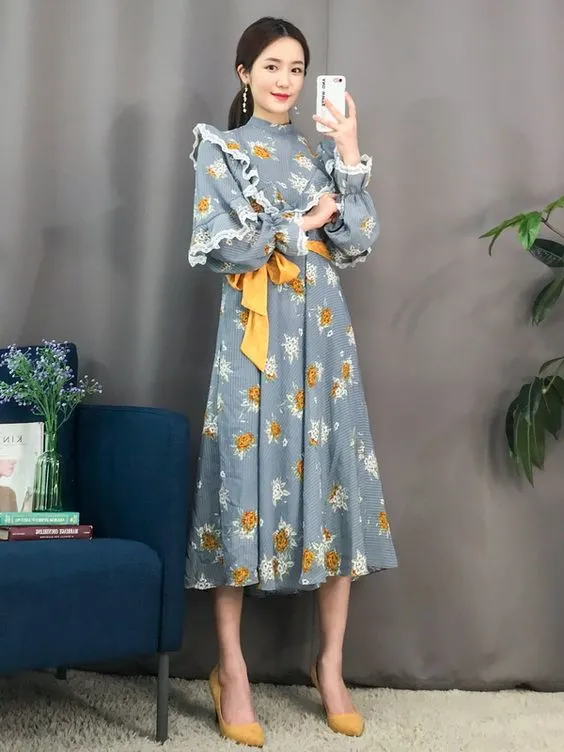 12 OOTD Dress Korean Style Flora, Bisa untuk Hijab 21