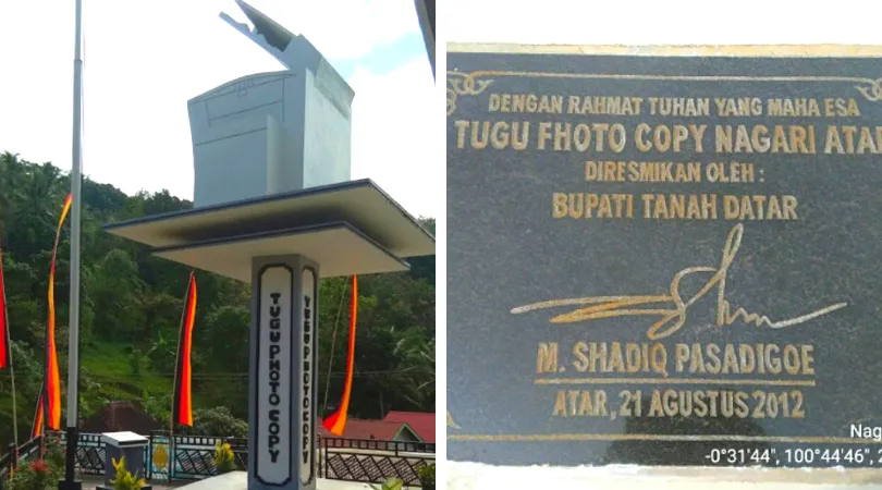 Tugu Photocopy, Tugu yang Unik dan Nyentrik di Tanah Datar. Kenapa Harus Mesin Fotokopi ya?