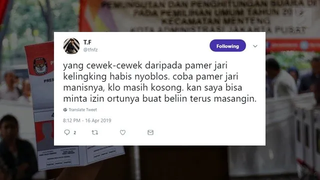 11 Gombalan dan Jokes Pemilu Buatmu yang Sudah Nyoblos. Pesta Demokrasi Memang Menyenangkan Begini 12
