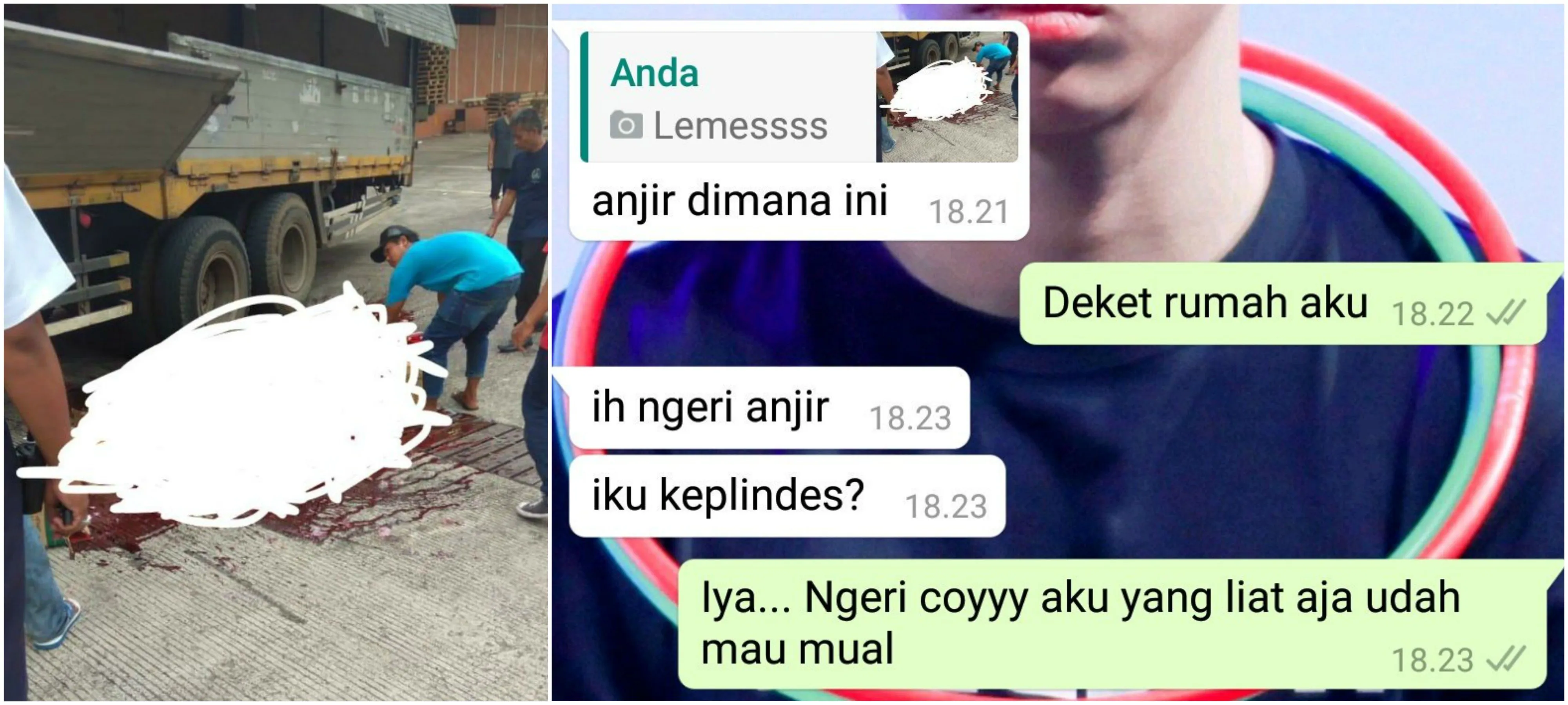 9 Reaksi Orang yang Ketipu oleh Foto 'Terlindas Truk'. Gambar Disensor Gini Emang Bikin Ngeri sih! 12