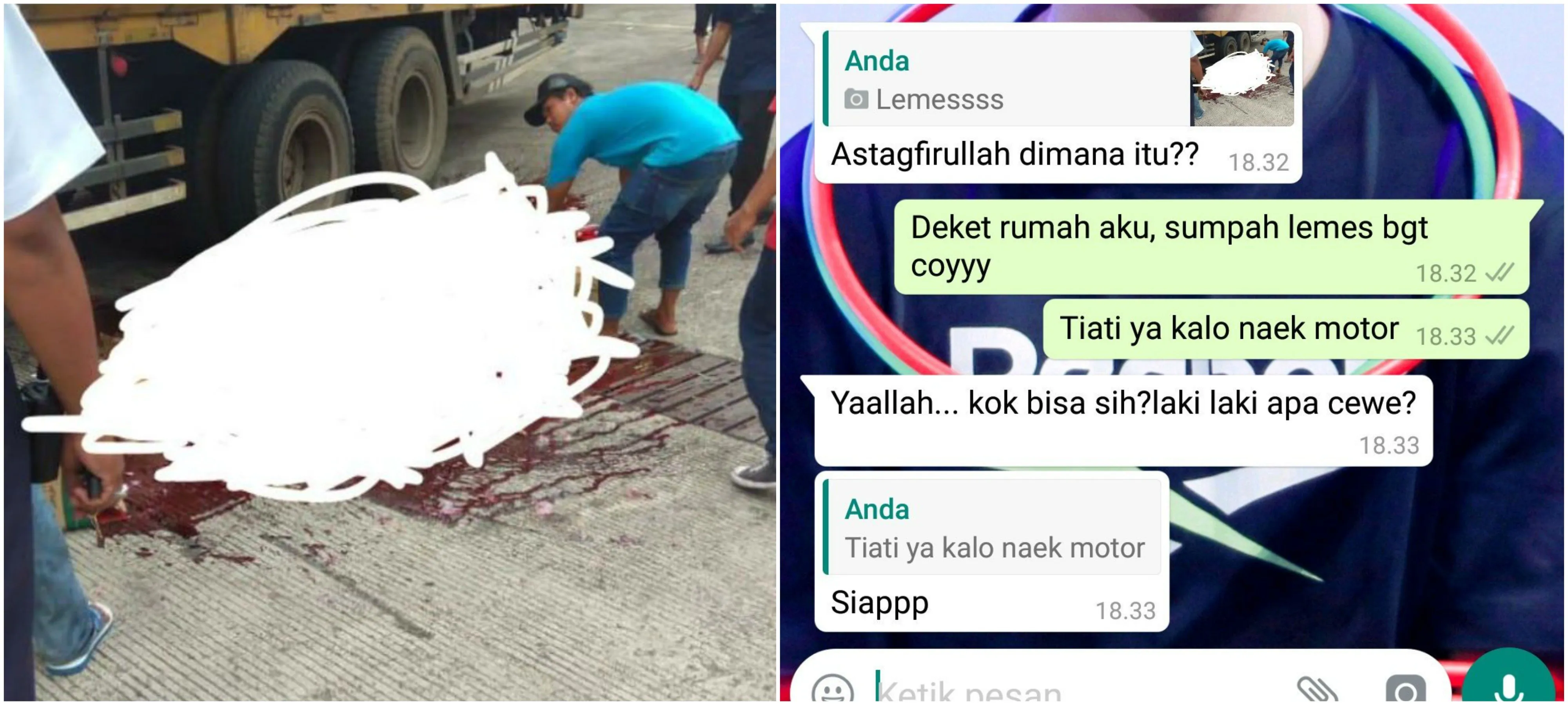 9 Reaksi Orang yang Ketipu oleh Foto 'Terlindas Truk'. Gambar Disensor Gini Emang Bikin Ngeri sih! 13